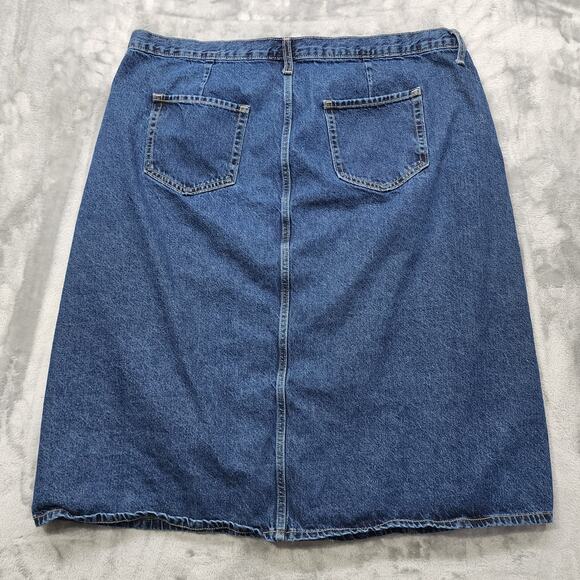 Old Navy Skirt Womens 22 Blue High Rise Pencil Button Front Midi Stretch Casual - Picture 2 of 7